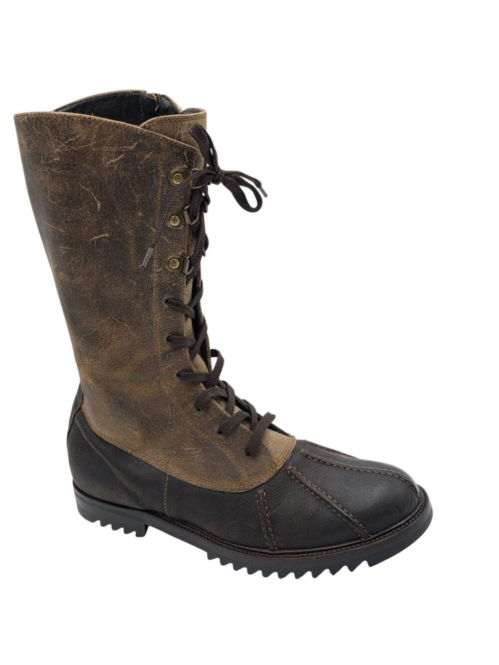 Cesare Paciotti Italy Mens Size 8UK 9US Brown Leather Laced up Tall Combat Boots